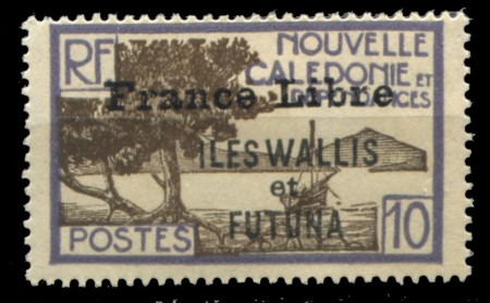 Уоллис и Футуна 1941 г. • Iv# 97 • 10 c. • надп. на марках Новой Каледонии ("Свободная Франция") • MH OG VF