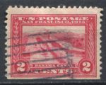 США 1913 г. SC# 398 • 2 c. • Выставка "Панама-Тихий Океан" • корабли в канале • перф. 12 • Used F-VF ( кат. - $1 )
