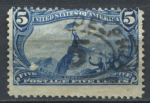 США 1898 г. • SC# 288 • 5 c. • Выставка "Транс-Миссисипи" • Джон Чарльз Фримонт с флагом • Used VG+ • ( кат. - $25.00 )