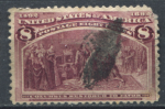 США 1893 г. • SC# 236 • 8 c. • Колумбова выставка • Награждение Колумба титулом • Used VG ( кат. - $12 )