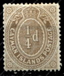 Каймановы о-ва 1908-1909 гг. • Gb# 38 • ¼ d. • стандарт • MH OG VF ( кат. - £4 )