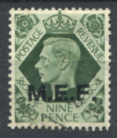 Британская оккупация итальянских колоний • Силы на Среднем Востоке 1943-1947 гг. • Gb# M17 • 9 d. • надпечатка "M.E.F." • стандарт • Used XF