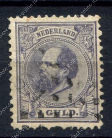 Нидерланды 1888 г. • Mi# 28 • 1 g. • король Виллем III • стандарт • Used VF ( кат. - €45 )