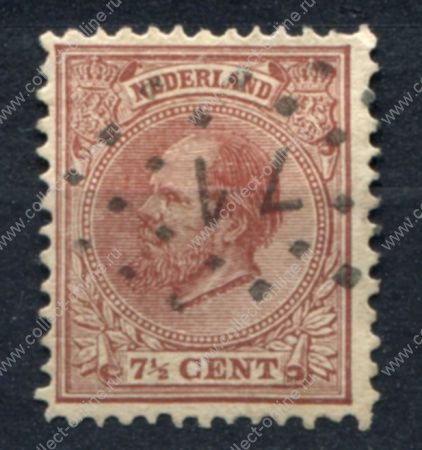 Нидерланды 1888 г. • Mi# 20 • 7½ c. • король Виллем III • стандарт • Used VF ( кат. - €20 )