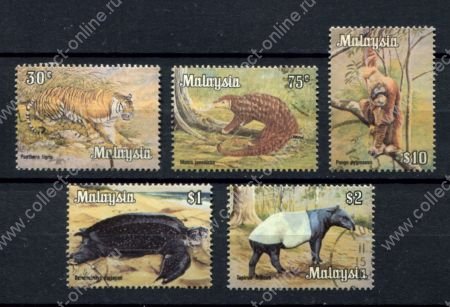Малайзия 1979 г. • Sc# 175..182 • Фауна, дикие животные Азии • 5 марок/концовка • Used VF ( кат.- £8 )