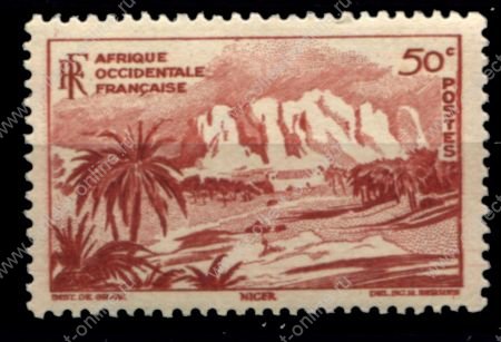 Французская Западная Африка 1947 г. • Iv# 27 • 50 c. • основной выпуск • горный хребет, Нигер • MNH OG VF