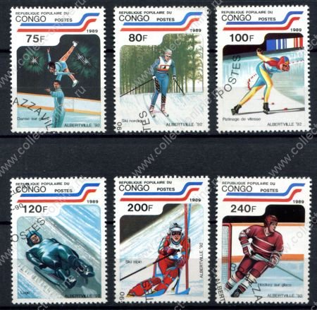Народная Республика Конго 1989 г. • Mi# 1162-1168 • Олимпиада 1992, Альбервилль • полн. серия • Used(ФГ) OG VF ( кат. - €5 )