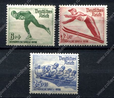 Германия 3-й рейх 1935 г. • Mi# 600-602 • Зимние Олимпийские Игры • полн. серия • MH OG VF ( кат. - €13 )