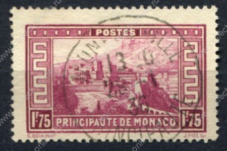 Монако 1932-1937 гг. • Sc# 124 • 1.75 fr. • осн. выпуск • Княжеский дворец • Used F-VF ( кат. - $15 )