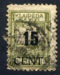 Мемель 1923 г. • Сол# 73 • 15 cent/40 M. • надпечатка нов. номинала • Used F-VF