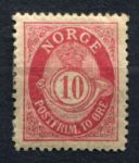 Норвегия 1898 г. • Mi# 56A • 10 o. • цифра в почтовом рожке • перф. 14.5х13.5 • стандарт • MH OG VF ( кат.- €20 )