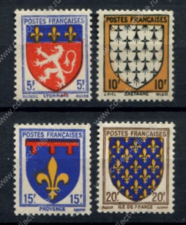 Франция 1943 г. • Iv# 572-575 • 5 - 20 fr. • Гербы регионов • стандарт • полн. серия • MNH OG VF