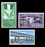 Нигерия 1966 г. • Gb# 189-191 • 3-я годовщина Республики • полн. серия • MLH OG VF