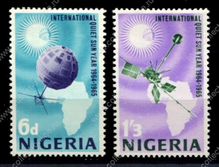Нигерия 1965 г. • Gb# 161-162 • Год спокойного солнца, спутники • полн. серия • MH OG VF
