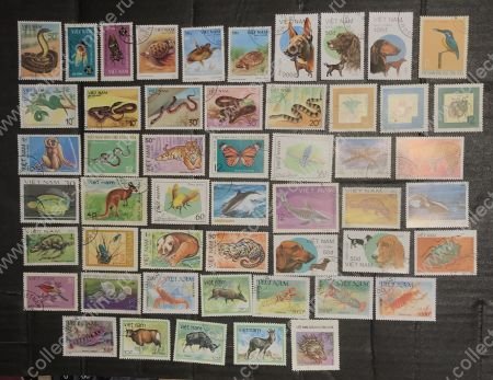 Вьетнам 197x-19x гг. • Фауна • набор 50 разных, старых марок • Used(ФГ) VF