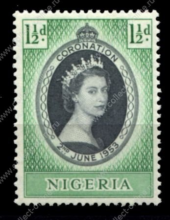 Нигерия 1953 г. • Gb# 68 • 1½ d. • Коронация Елизаветы II • MH OG VF