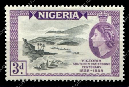 Нигерия 1958 г. • Gb# 82 • 3 d. • 100-летие основания Виктории • корабли в бухте • MH OG VF
