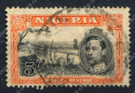 Нигерия 1938-1951 гг. • Gb# 59a • 5 s. • Георг VI • стандарт ( перф: 13,5 ) • Used F-VF  ( кат. - £5 )