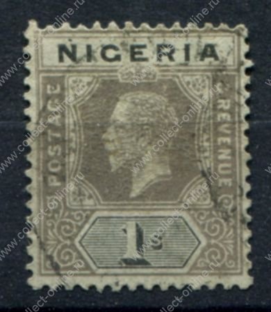 Нигерия 1914-1929 гг. • Gb# 8d • 1 sh. • Георг V • стандарт • Used F-VF ( кат. - £40 )