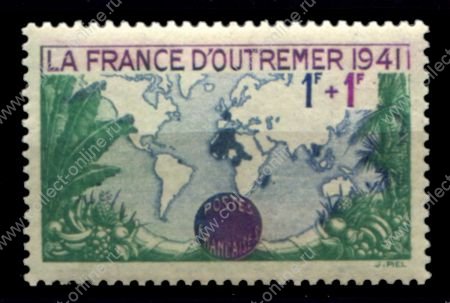 Франция 1941 г. • Iv# 503 • +1+1 fr. • надпечатка доп. номинала, Заморские территории • MNH OG VF