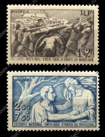 Франция 1941 г. • Iv# 497-498 • Для фонда маршала Петена • полн. серия • MNH OG VF ( кат. - €12.5 )