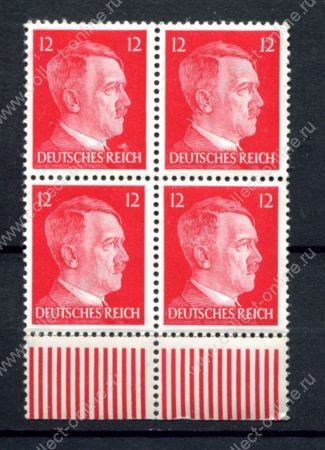 Германия 3-й рейх 1942-1944 гг. • Mi# 788 • 12 pf. • фюрер • стандарт • кв. блок • MNH OG VF ( кат. - €5 ) 