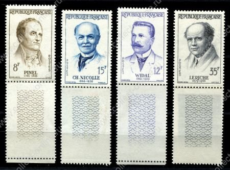 Франция 1958 г. • Iv# 1142-1145 • 8 - 35 fr. • знаменитые французы, врачи • полн. серия • MNH OG XF+ ( кат. - €6 )