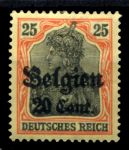 Германия • оккупация Бельгии 1916-1918 гг. • Mi# 17 • 20 c. • надпечатка нов. номинала • для оккупированных территорий • 6 марок • MNH OG VF ( кат. - €1.5)