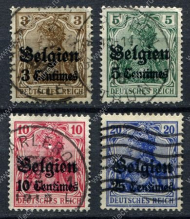 Германия • оккупация Бельгии 1914-1916 гг. • Mi# 1-4 • 3 - 25 c. • надпечатка нов. номинала • для оккупированных территорий • 4 марки • Used F-VF ( кат. - €5)