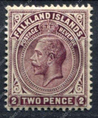 Фолклендские о-ва 1912-1920 гг. • Gb# 62b • 2 d. • Георг V • стандарт • MNH OG F-VF (кат.- £250)
