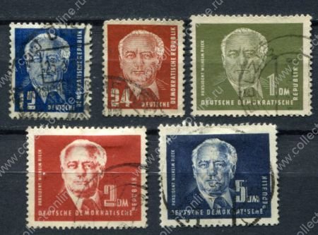 ГДР 1950 г. • Mi# 251-5 • 12 pf. - 5 DM • Президент Вильгельм Пик • стандарт • полн. серия • Used VF ( кат.- €70 )