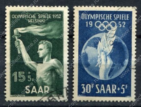 Саар 1952 г. • Mi# 314-315 • Олимпийские Игры (Хельсинки) • полн. серия • Used VF ( кат.- €32 )
