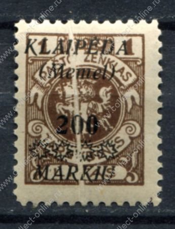 Мемель 1923 г. • Сол# 20 • 200 M./1 L. • надпечатка нов. номинала • "гармошка"! разновидность!! • MNH OG VF