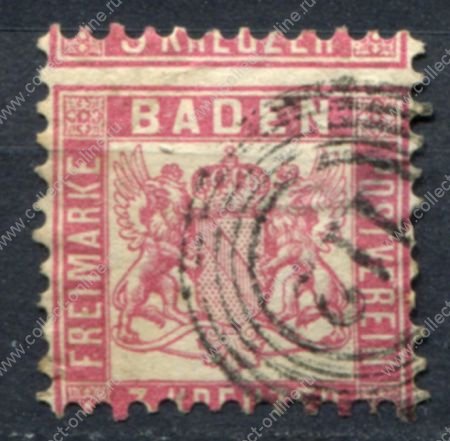 Баден 1868 • Mi# 24 • 3 kr. • герб • разновидность! • стандарт • Used VF ( кат. - €8+ )