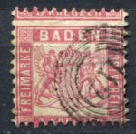 Баден 1868 • Mi# 24 • 3 kr. • герб • разновидность! • стандарт • Used VF ( кат. - €8+ )
