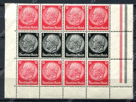 Германия 3-й рейх 1933-1936 гг. • Mi# 512+519 • 1 и 12 pf. • президент Гинденбург • стандарт • сцепка(блок) 12 марок • MNH OG F-VF