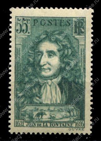 Франция 1938 г. • Iv# 397 • 55 c. • Жан де Лафонтен • MH OG VF