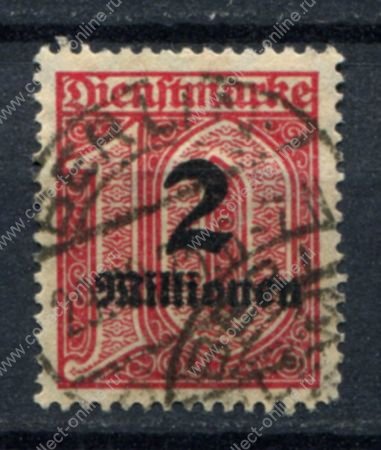 Германия 1923 г. • Mi# DM 97 X • 2000000 M./10 pf. • надпечатка нов. номинала • служебный выпуск • Used VF ( кат. - €6 )