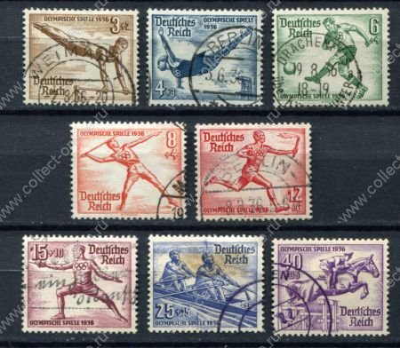 Германия 3-й рейх 1936 г. • Mi# 609-615 • Летние Олимпийские Игры, Берлин • полн. серия • Used F-VF ( кат. - €23 )