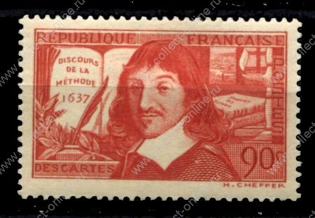 Франция 1937 г. • Iv# 342 • 90 c. • Рене Декарт • MH OG VF ( кат. - €6 )
