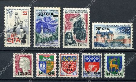 Реюньон XX век • надпечатки, лот 9 разных, старых марок • Used VF