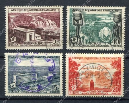 Французская Экваториальная Африка 1956 г. • Iv# 232-5 • 5 - 20 fr. • Фонд развития FIDES • полн. серия • Used VF