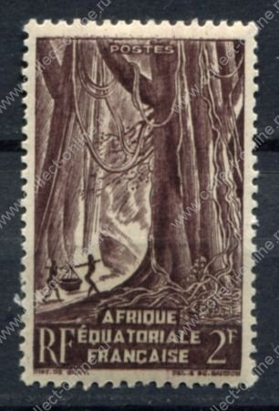Французская Экваториальная Африка 1947 г. • Iv# 217 • 2 fr. • осн. выпуск • экваториальный лес • MNH OG VF