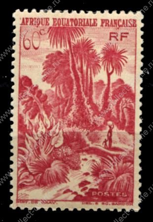 Французская Экваториальная Африка 1947г. • Iv# 212 • 60 c. • осн. выпуск • гигантские пальмы • MNH OG VF