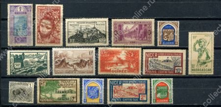 Французские колонии и территории XX век • лот 15 разных старых марок • MNG VF