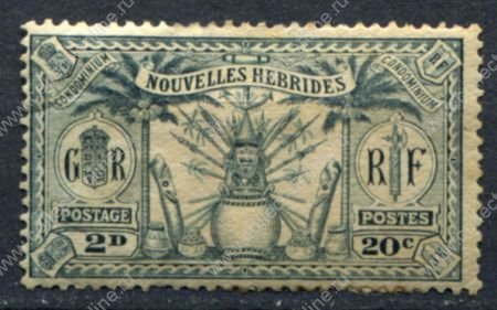 Новые Гебриды 1925 г. • Iv# 82 • 2 d. (20 c.) • основной выпуск • боевой тотем • Used F-VF