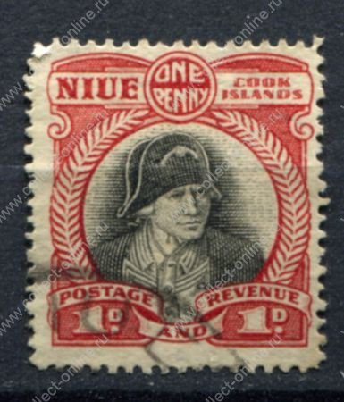 Ниуэ 1932-1936 гг. • Gb# 63 • 1 d. • Георг V основной выпуск • в.з. NZ • капитан Кук • Used VF