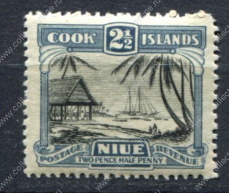 Ниуэ 1932-1936 гг. • Gb# 65 • 2½ d. • Георг V основной выпуск • в.з. NZ • парусник у острова • MNH OG VF