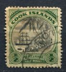 Кука о-ва 1933-1936 гг. • Gb# 106 • ½ d. • Георг V основной выпуск • встреча Кука с туземцами • Used VF ( кат. - £5 )