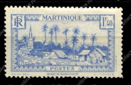 Мартиника 1939-1940 гг. • Iv# 182 • 1.40 fr. • осн. выпуск • деревня • MNH OG VF